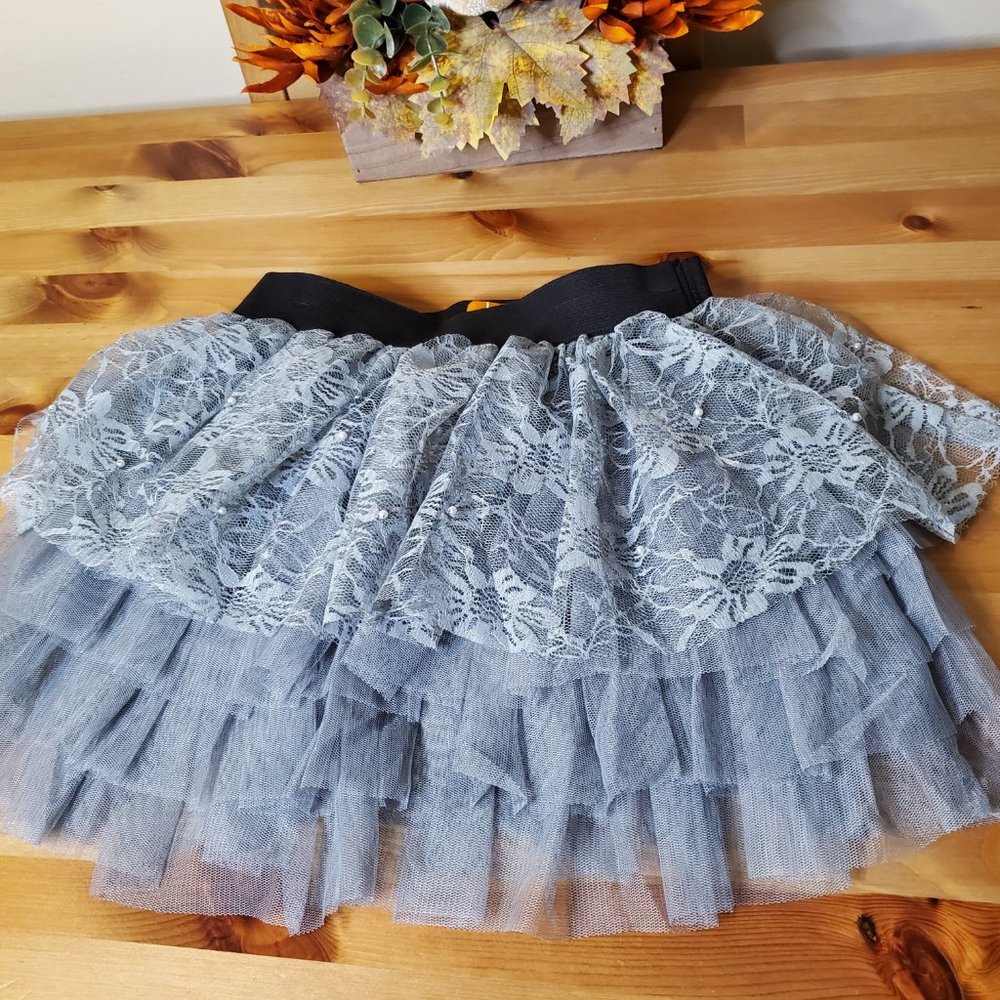 She's cool girls - Lace Layered Skirt Gray Size 10 - Picture 4 of 6